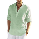 Iron Grit Heritage Linen™ Men's Long Sleeve Cotton Linen Shirt