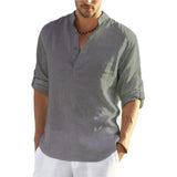 Iron Grit Heritage Linen™ Men's Long Sleeve Cotton Linen Shirt