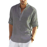 Iron Grit Heritage Linen™ Men's Long Sleeve Cotton Linen Shirt
