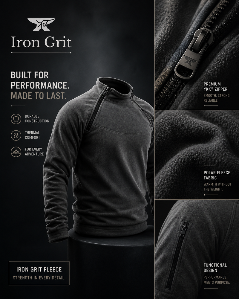 Iron Grit™ Tactical Fleece Hoodie — Premium Windproof Outdoor Pullover for Men