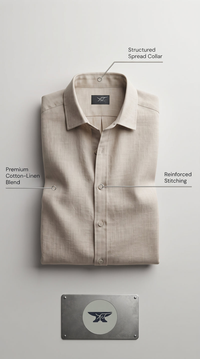 Iron Grit Heritage Linen™ Men's Long Sleeve Cotton Linen Shirt